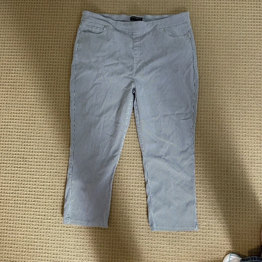 Mario Serrani Blue Striped Cropped Pants - Picture 1 of 4
